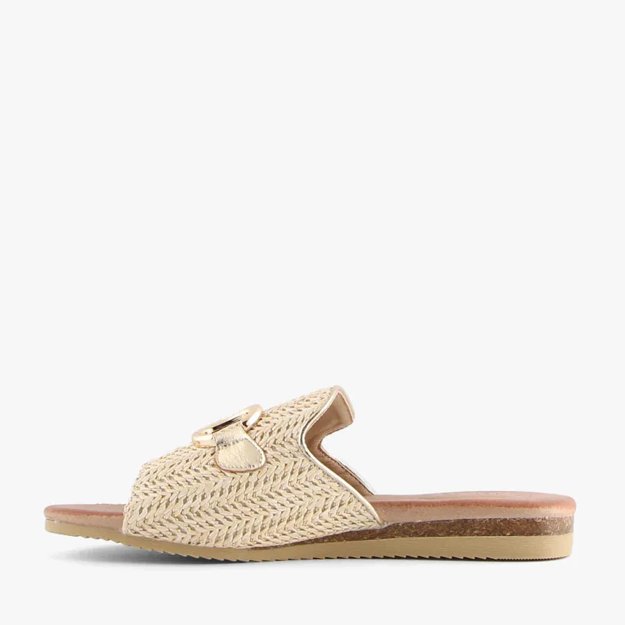 Kandy Shoes Beige/Gold Raffia