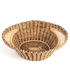 Lacy woven pine needle basket with handles