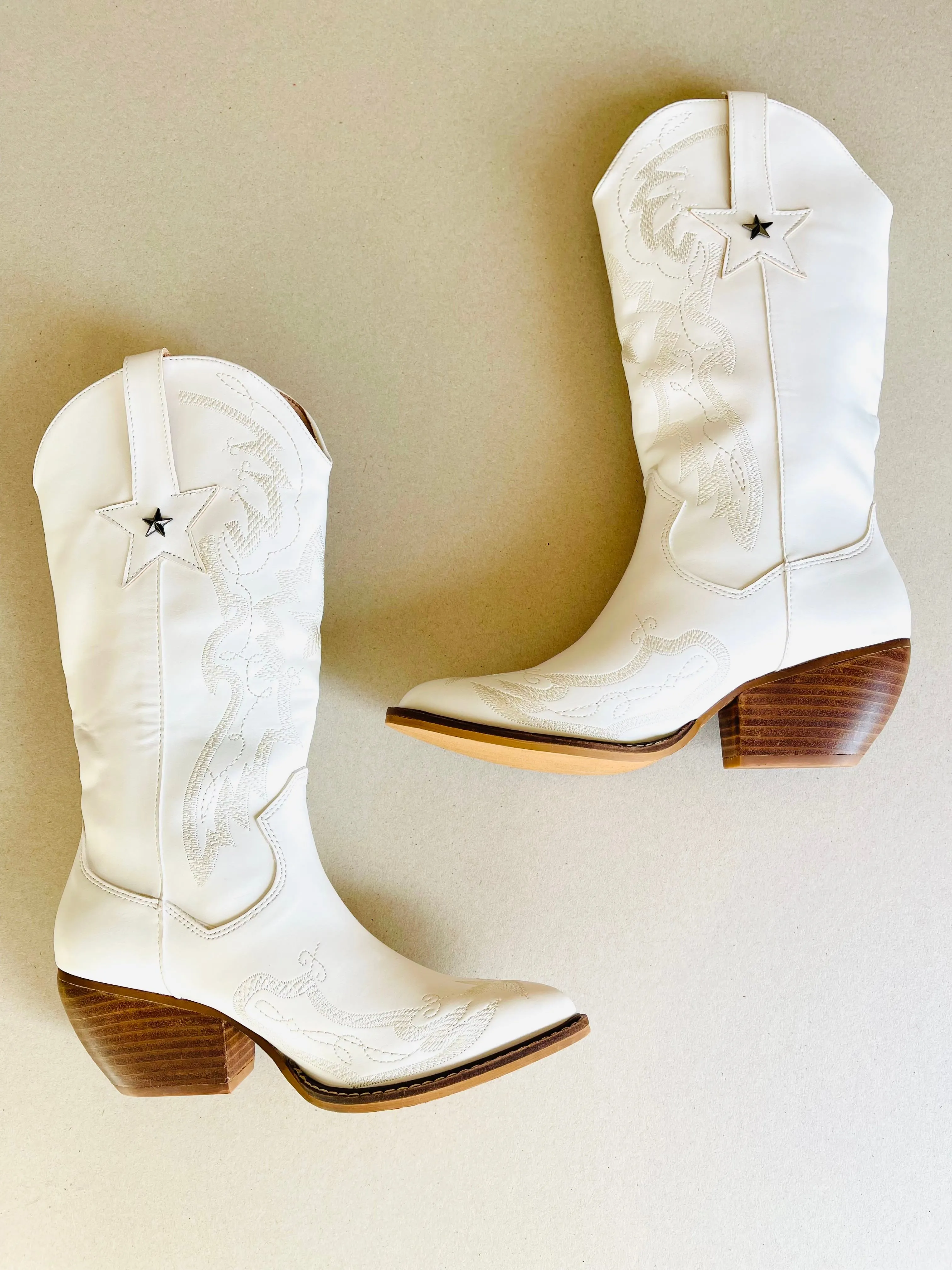 Legend White Cowboy Boots with Stars