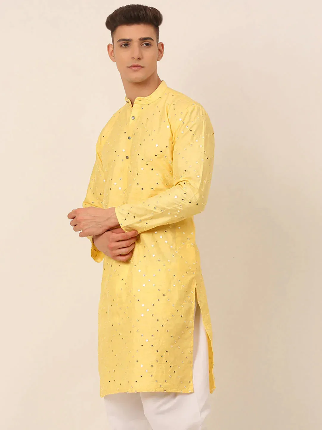 Lemon Mirror Work Kurta Only