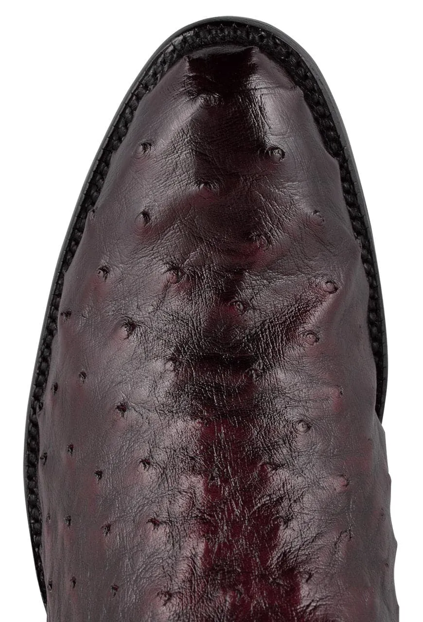 Lucchese Men's Full Quill Ostrich Cowboy Boots - Black Cherry