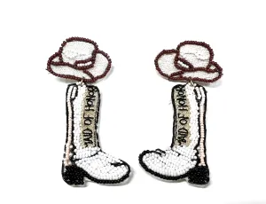 Maid of Honor Boots & Cowboy Hat Seed Bead Earrings
