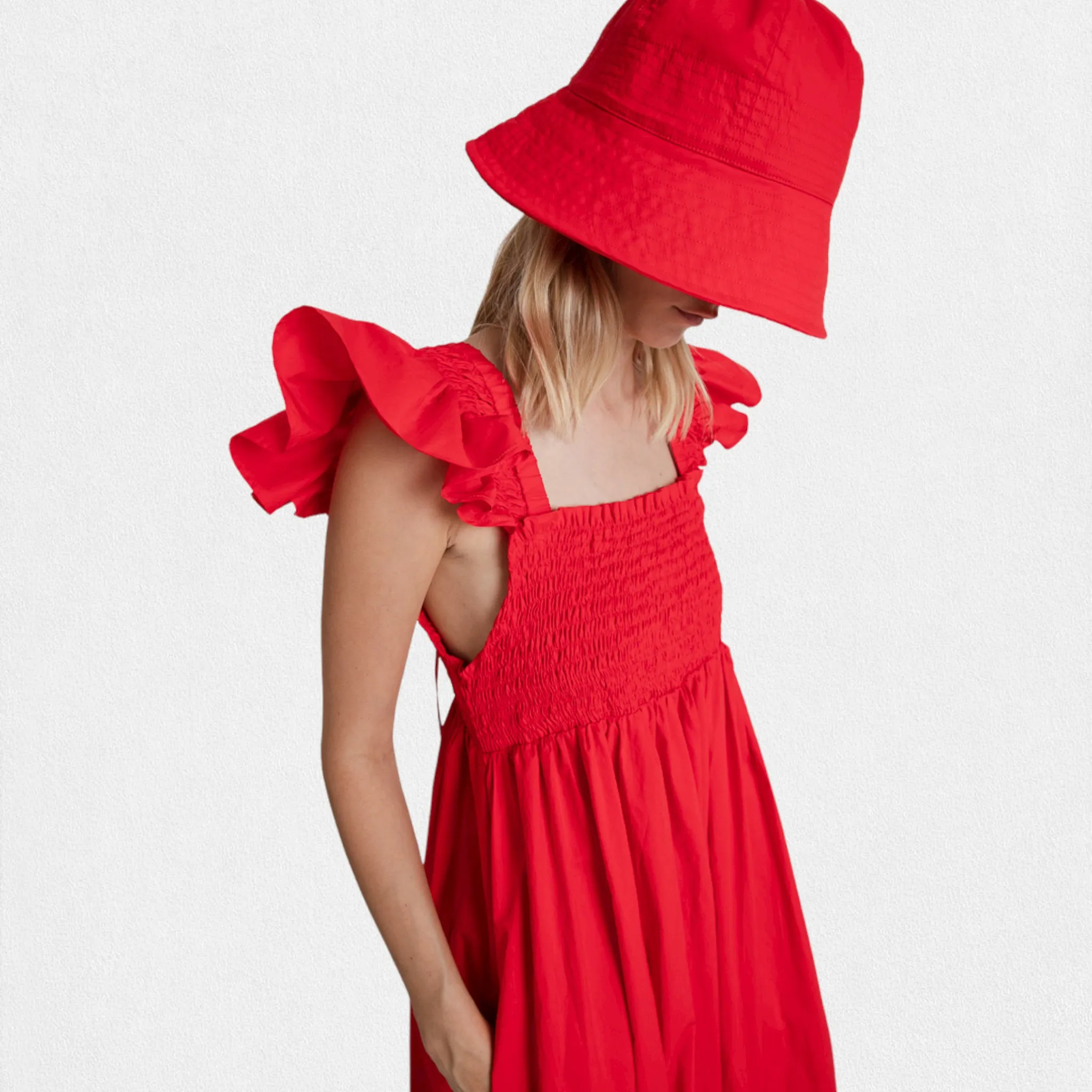 MEIMEIJ - RUFFLE SMOCKED MAXI DRESS