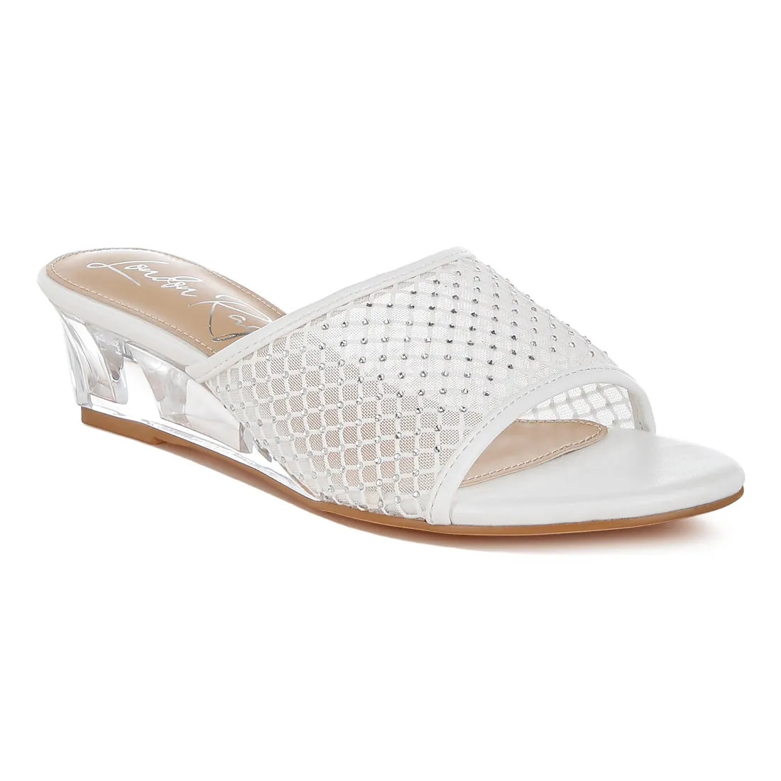 Mesh Clear Heel Wedge Sandals