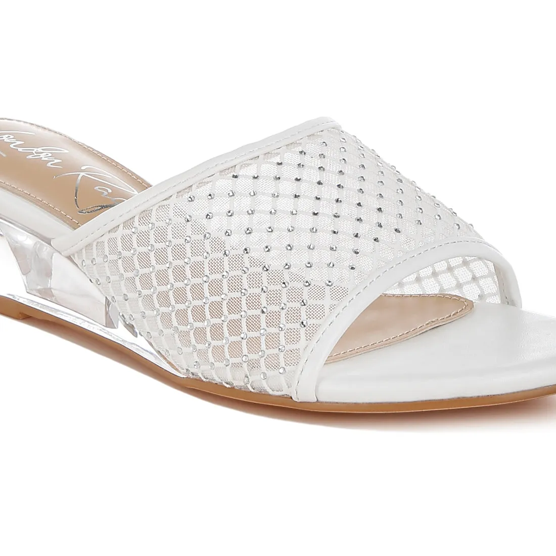 Mesh Clear Heel Wedge Sandals