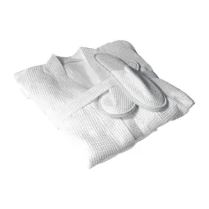 Mitre Essentials Honeycomb Bathrobe and Slipper Set Medium - HB540