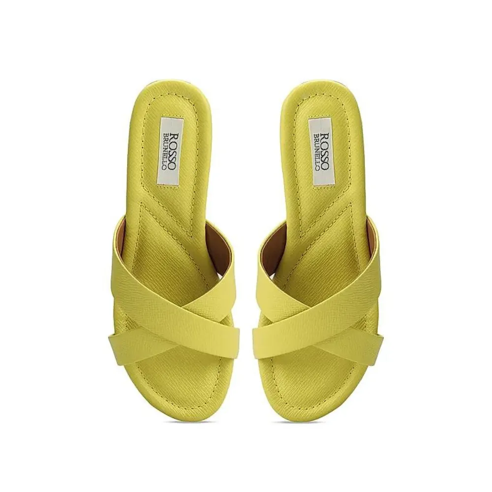 Mustard Criss Cross Strap Wedges