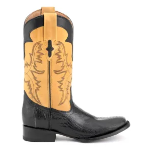 Nash Ostrich Embroidered Square Toe Cowboy Boots