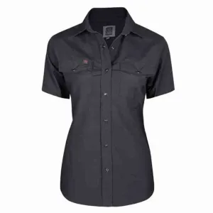 P&F Women's Stretch Work Shirt 435, Short Sleeve, Poly/Cotton Blend, Button Front, 2 Chest Pockets with Pen Slots, Durable & Comfortable | Sizes XS-2XL