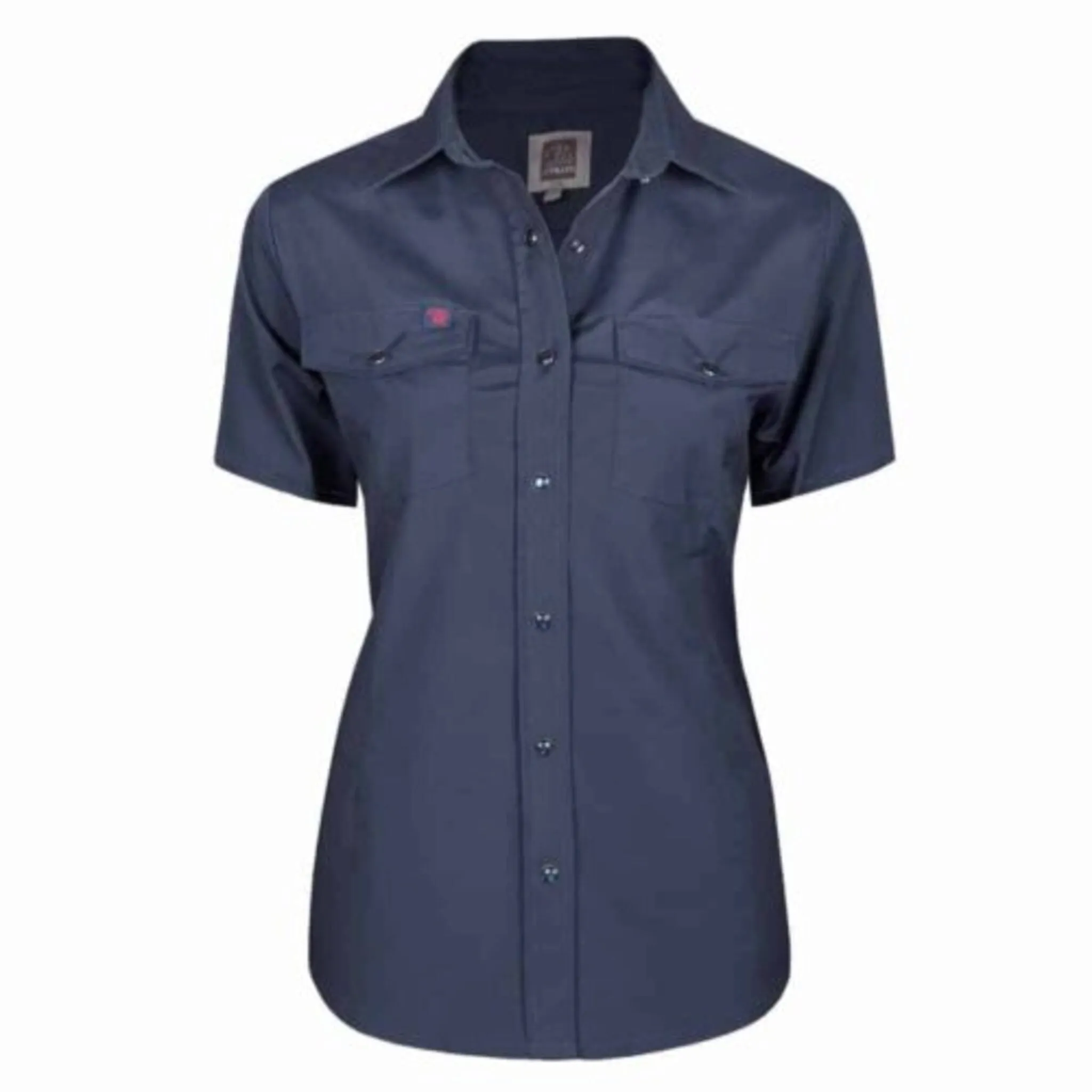 P&F Women's Stretch Work Shirt 435, Short Sleeve, Poly/Cotton Blend, Button Front, 2 Chest Pockets with Pen Slots, Durable & Comfortable | Sizes XS-2XL