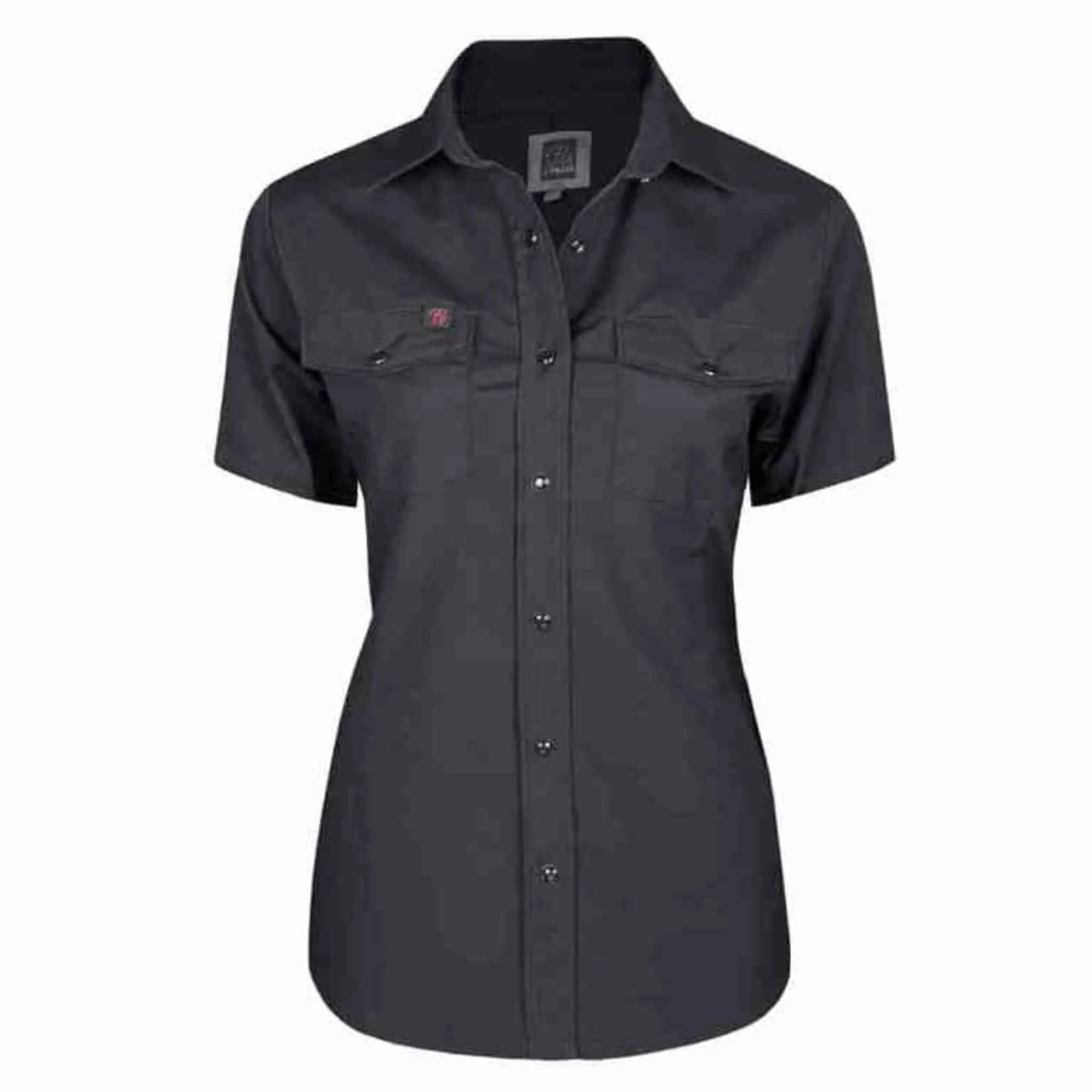 P&F Women's Stretch Work Shirt 435, Short Sleeve, Poly/Cotton Blend, Button Front, 2 Chest Pockets with Pen Slots, Durable & Comfortable | Sizes XS-2XL