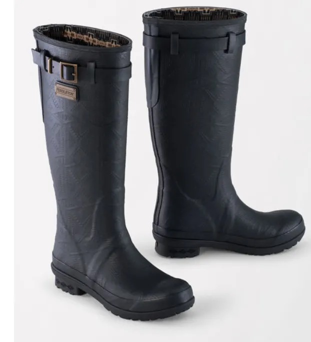 Pendleton Embossed Tall Black Heritage Rain Boots 82001