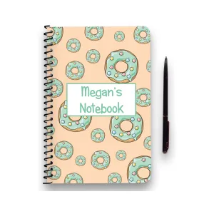 Personalised Green Doughnut Patterned Notebook