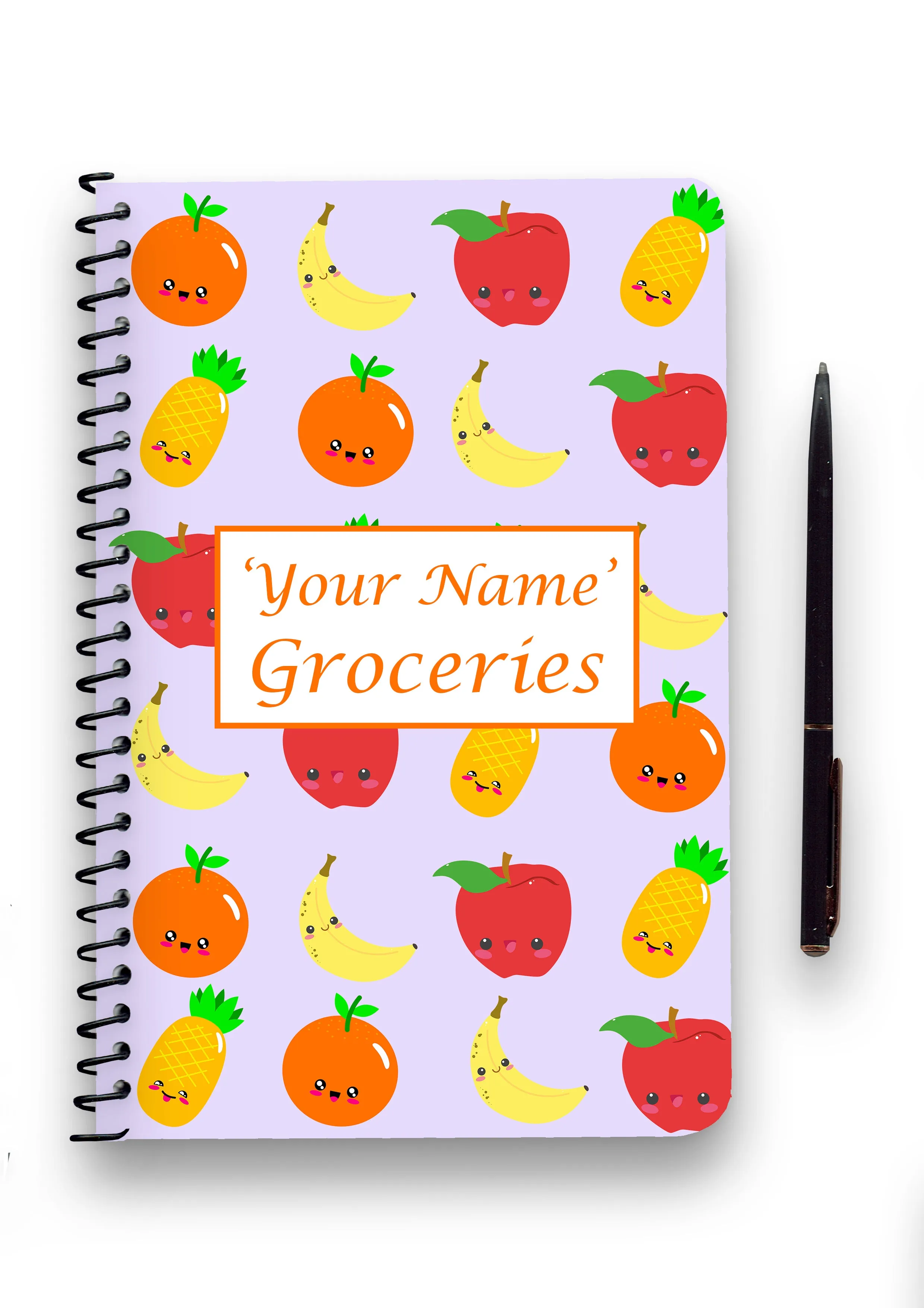 Personalised Kawaii Fruit Patterned Notebook