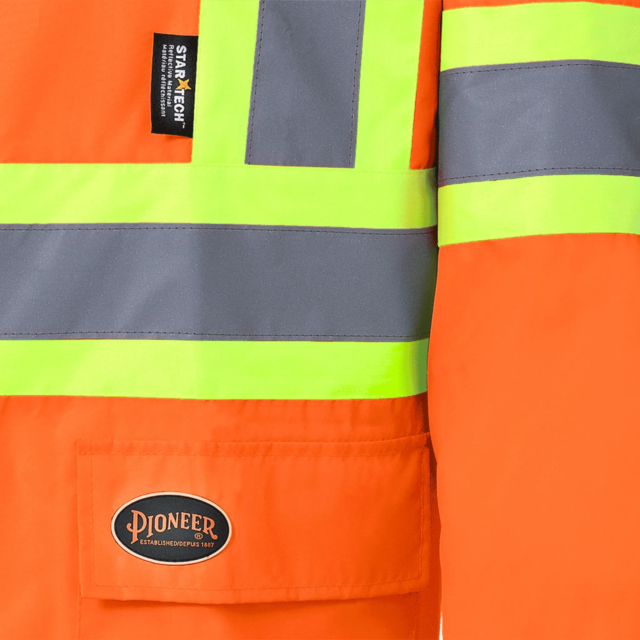Pioneer Men's Hi-Vis 150D Rain Suit | CSA Poly/PVC Waterproof, Reflective Safety Gear, 2-Piece Set with Hooded Jacket & Bib Pants | Sizes S-4XL
