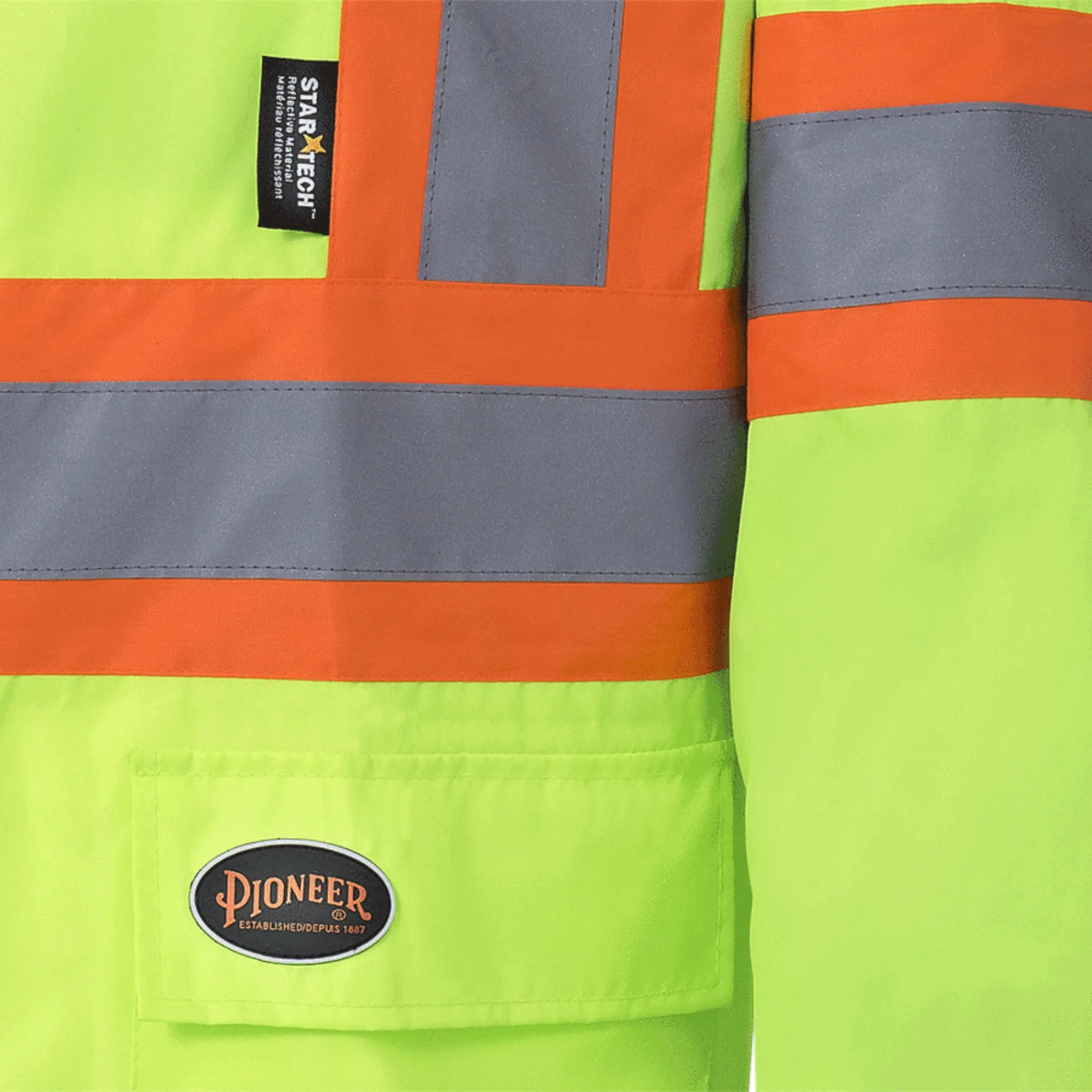 Pioneer Men's Hi-Vis 150D Rain Suit | CSA Poly/PVC Waterproof, Reflective Safety Gear, 2-Piece Set with Hooded Jacket & Bib Pants | Sizes S-4XL