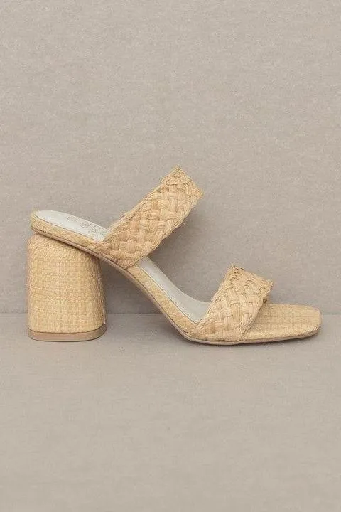 Sale The Summer Beige Raffia Double Strap Heeled Sandal