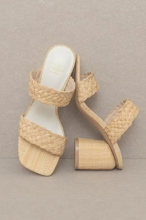 Sale The Summer Beige Raffia Double Strap Heeled Sandal