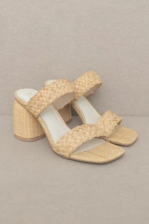 Sale The Summer Beige Raffia Double Strap Heeled Sandal