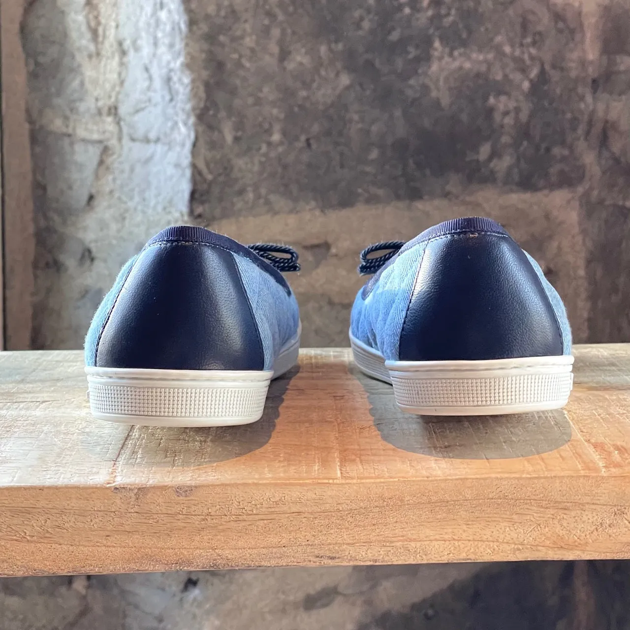 Salvatore Ferragamo Blue Denim Bow Ballet Sneakers