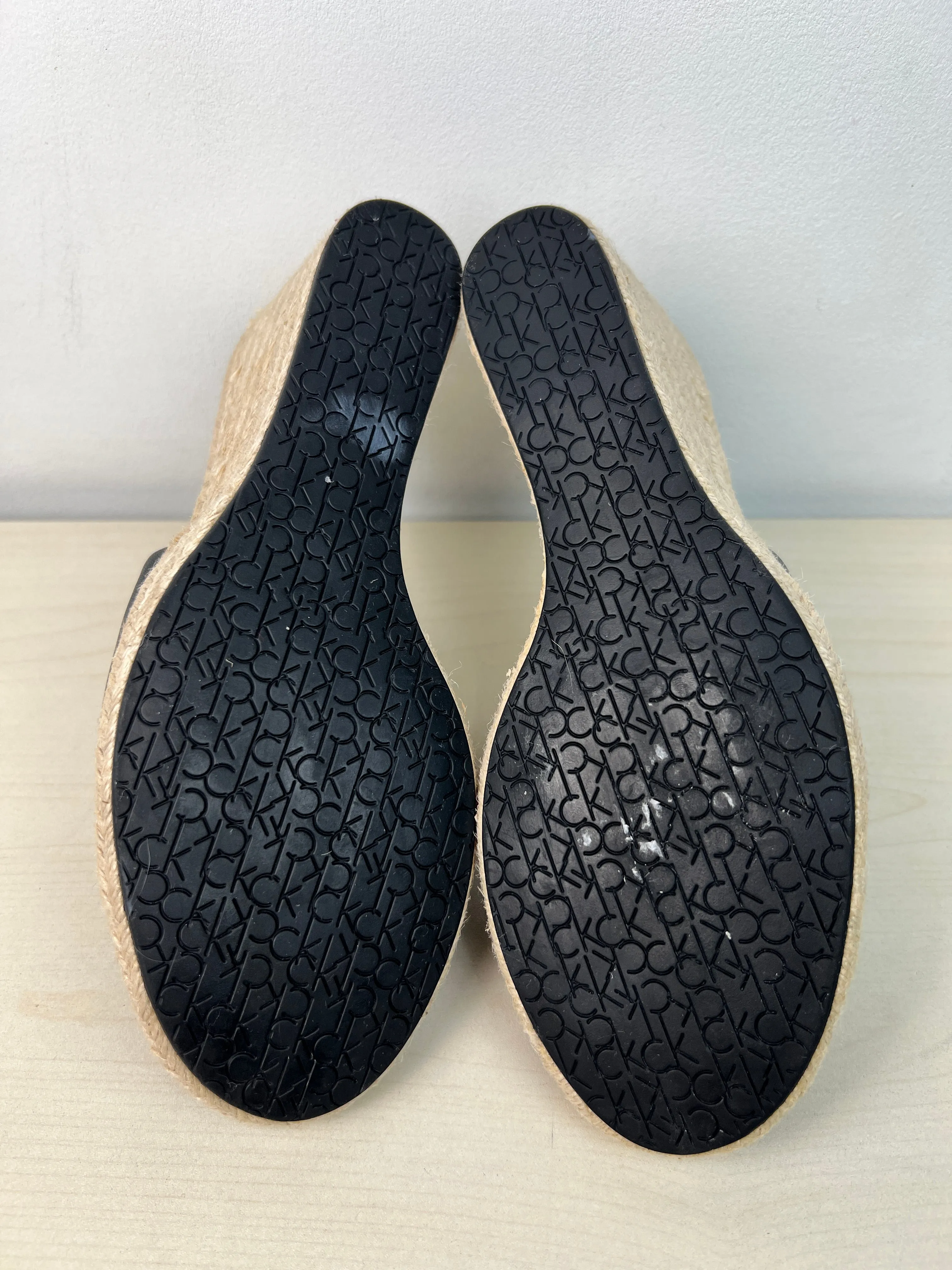 Sandals Heels Wedge By Calvin Klein In Black, Size: 8.5