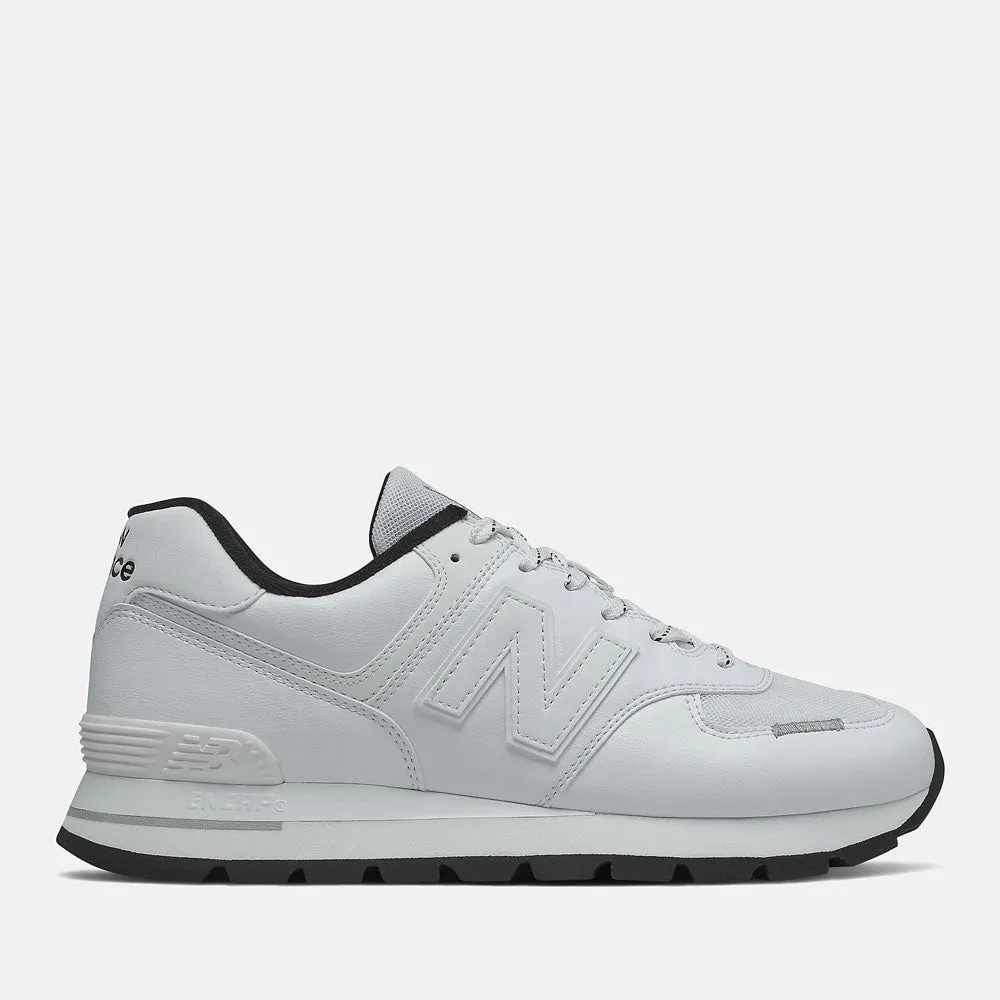 Scarpe Uomo NEW BALANCE Sneakers 574 Rugged in Suede e Mesh colore White