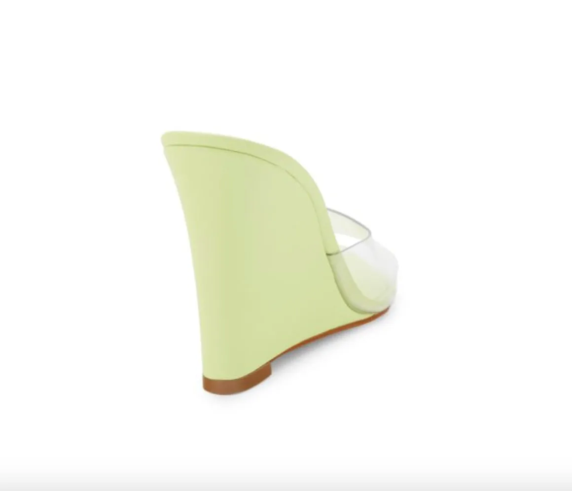 SCHUTZ LUCI TRANSPARENT WEDGE HEEL SANDALS