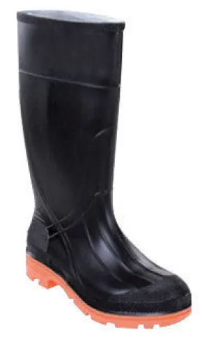 Servus By Honeywell Size 13 PRM Black 15" PVC Knee Boots With Self-Cleaning Orange Outsole, Steel Toe And Removable Insole