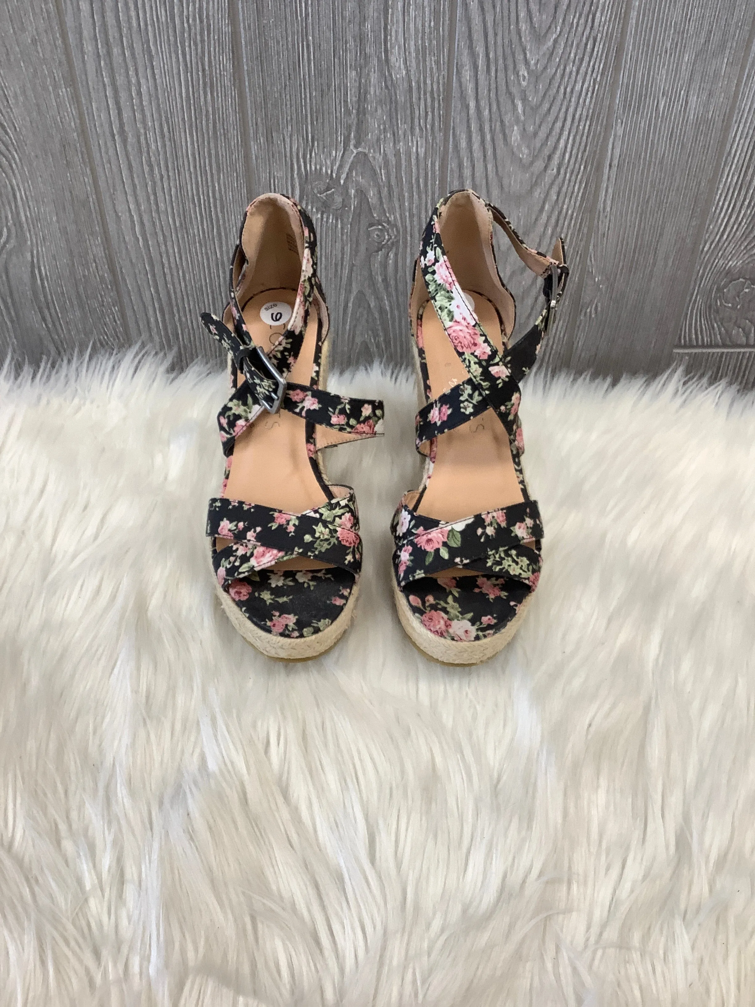 Shoes Heels Wedge By Coconuts In Floral Print, Size: 6