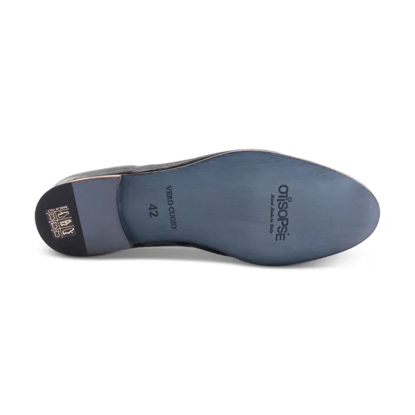 Slippers nera in pelle stropicciata