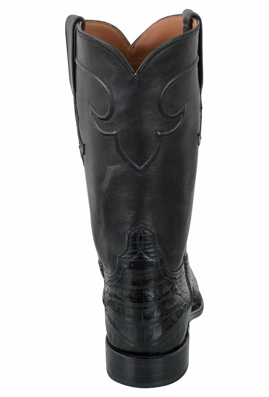 Tony Lama Men's Caiman Belly Signature Series Roper Boots - Black