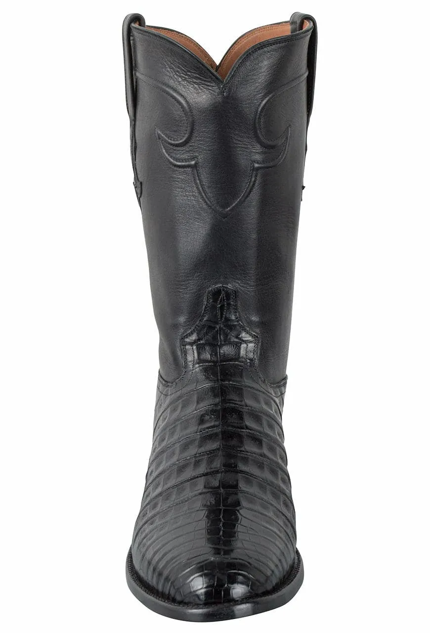 Tony Lama Men's Caiman Belly Signature Series Roper Boots - Black
