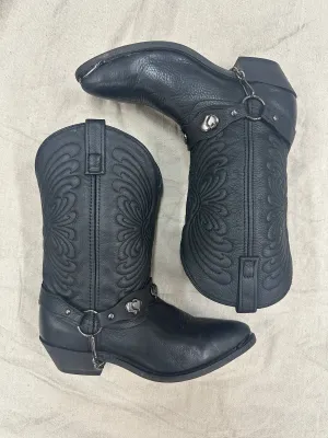 Vintage Black Heart Concho Cowboy Boots