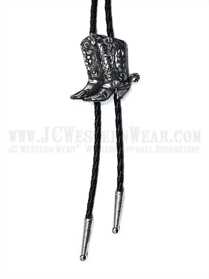 Western Express BT-127 Cowboy Boots Pewter Bolo Tie Silver