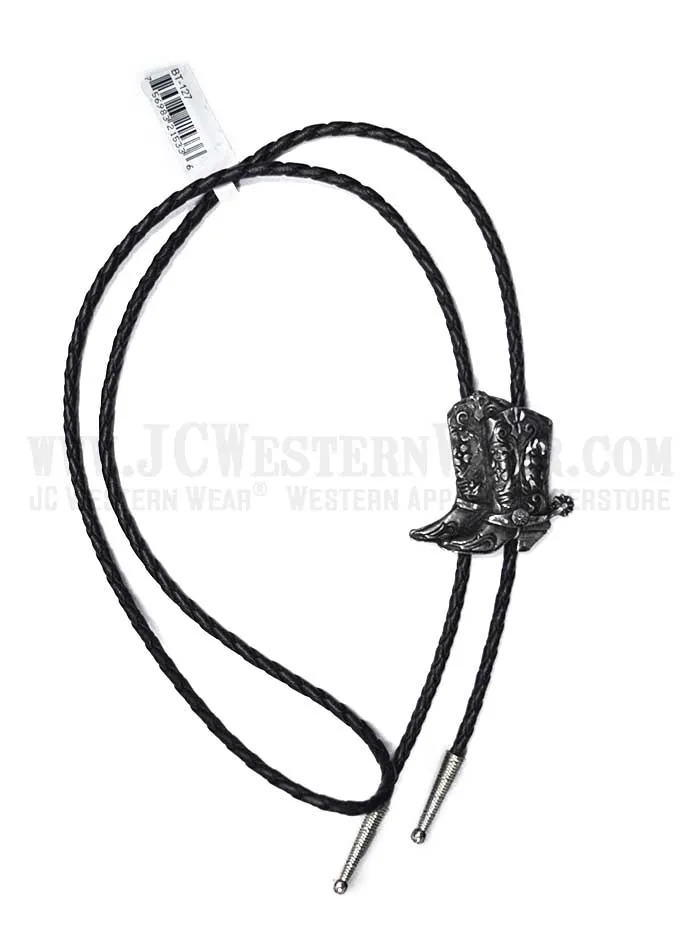 Western Express BT-127 Cowboy Boots Pewter Bolo Tie Silver