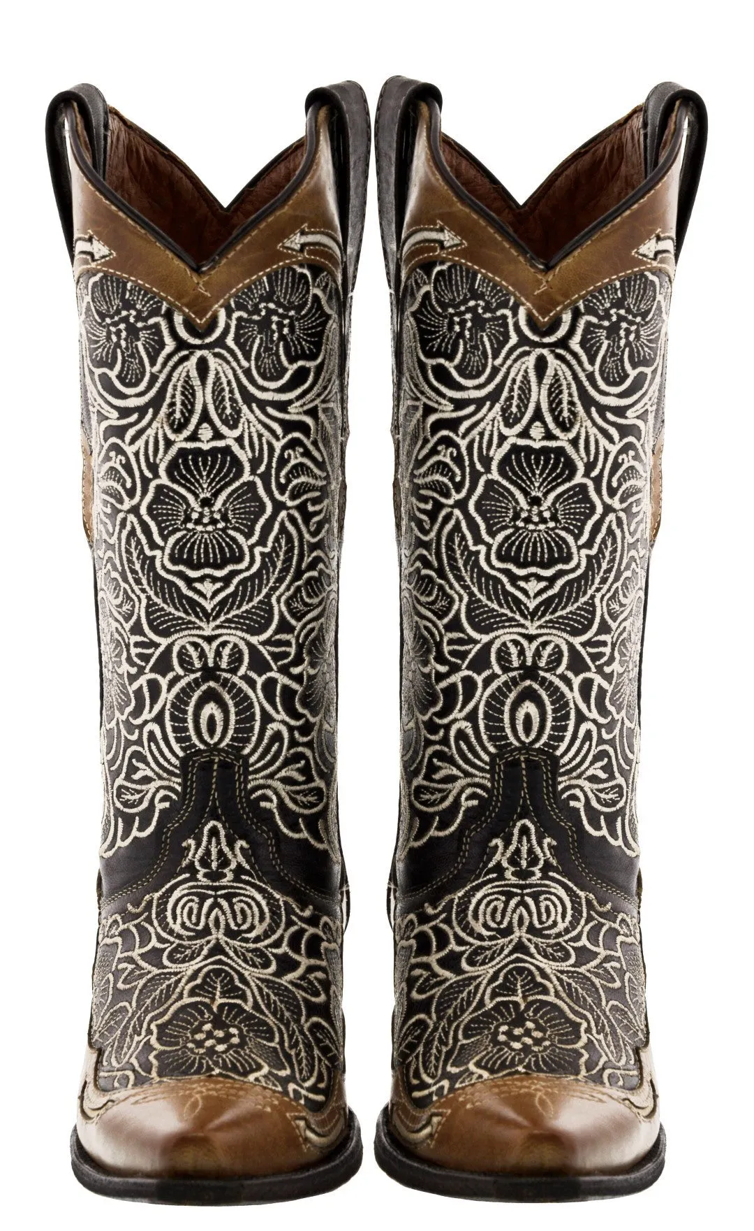 Womens Samantha Brown Cowgirl Boots Floral Embroidered - Snip Toe